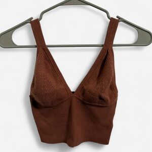 Brown Knit Crop Top